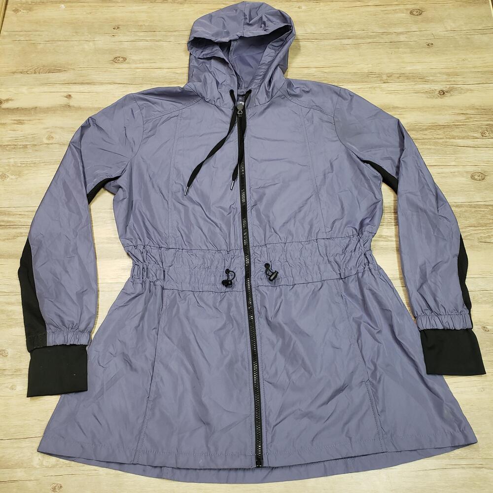 Apana Jacket Womens Medium Purple Hooded Full Zip Windbreaker Lightweight Active